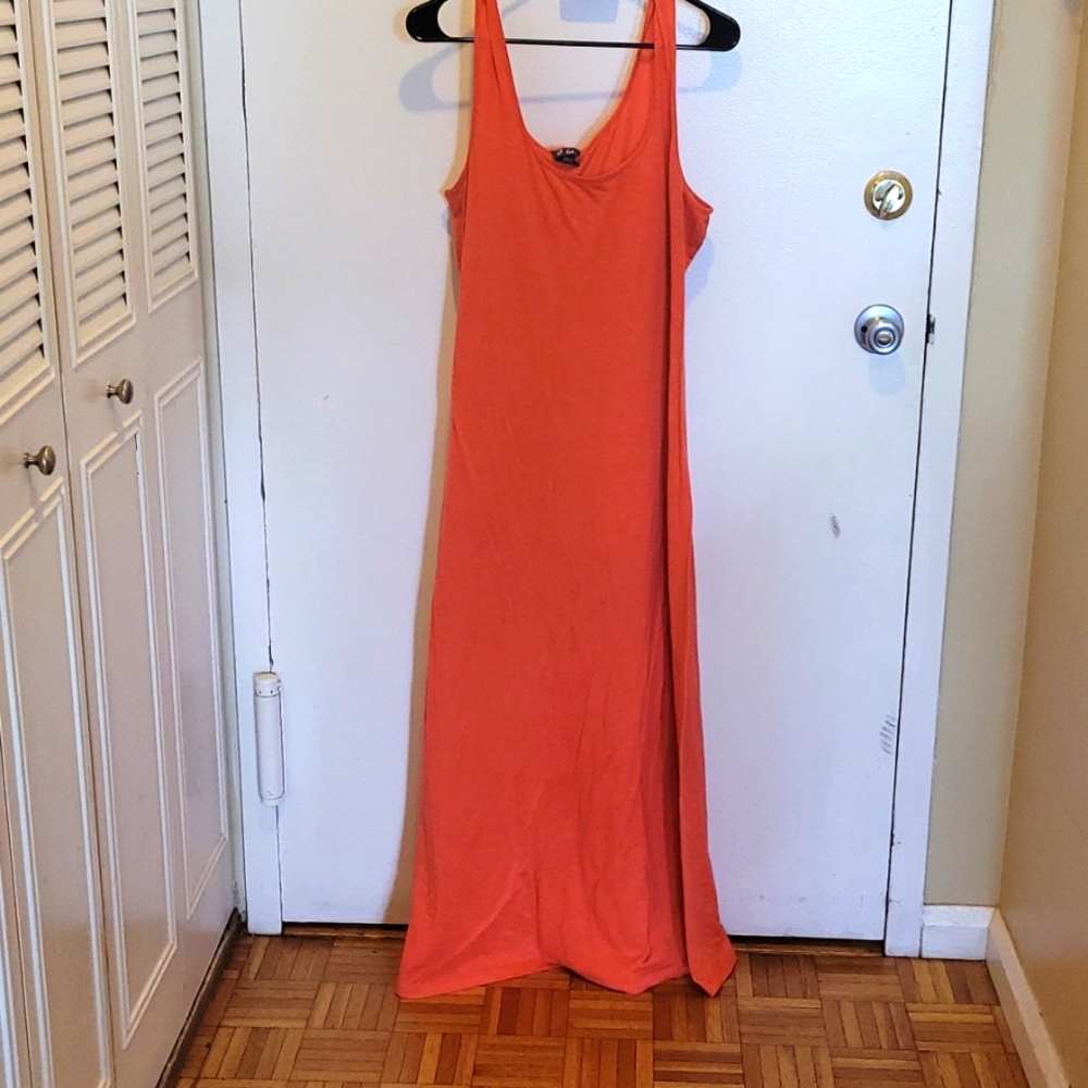 Coral color tank maxi dress